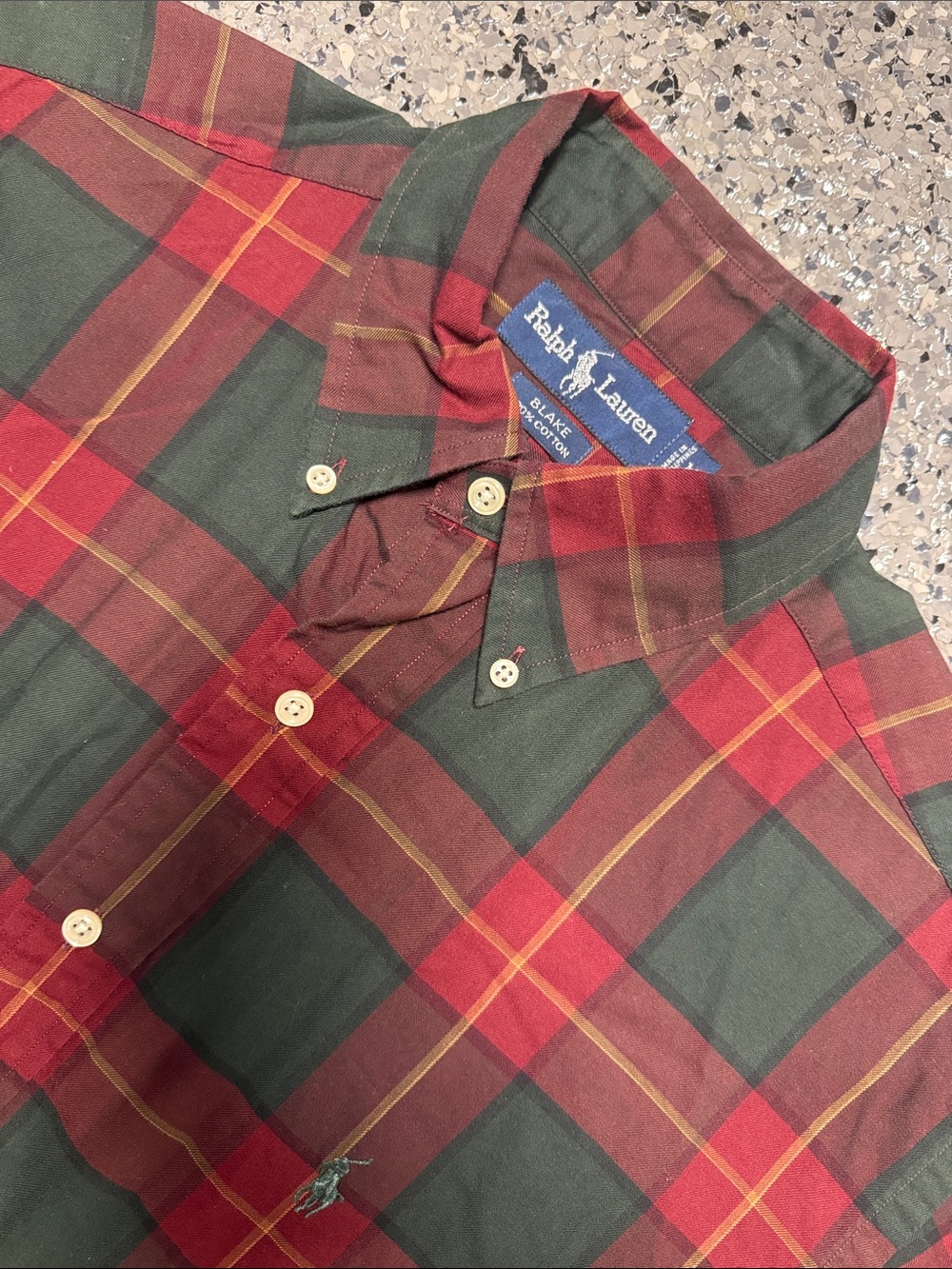 Ralph Lauren Blake Green & Red Plaid Button-Down Shirt Medium